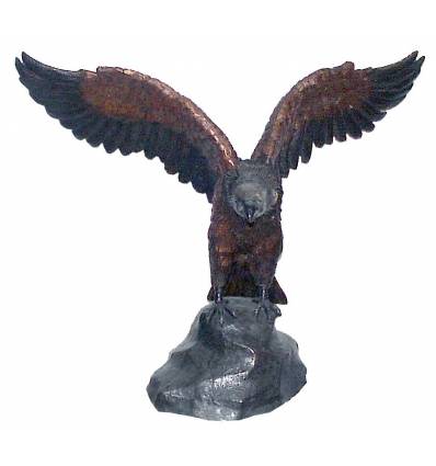 Bronze animalier : aigle en bronze BRZ0425-28  ( H .71 x L .88 Cm )