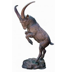 Bronze animalier : bouquetin en bronze BRZ1411-70  ( H .178 x L .164 Cm )  Poids : 70 Kg 