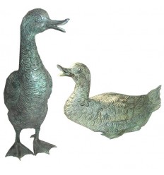 Bronze animalier : canard en bronze BRZ0384V  ( H .45 x L .30 Cm )  Poids : 10 Kg 