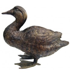 Bronze animalier : canard en bronze BRZ0859 ( H .20 x L .23 Cm ) Poids : 2 Kg 
