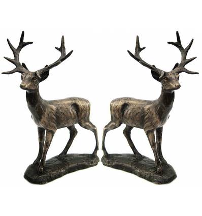 Bronze animalier : cerf en bronze BRZ0999 ( H .20 x L .20 Cm ) Poids : 1 Kg 