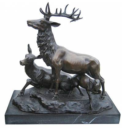 Bronze animalier : cerf en bronze BRZ1068/SM200 ( H .38 x L .38 Cm ) Poids : 14 Kg 