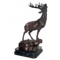 Cerf en bronze BRZ1069 / SM197 (H. 35 x L. 30 Cm) - Poids : 6 Kg 