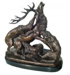 Bronze animalier : cerf en bronze BRZ1198/SM246 ( H .38 x L .38 Cm ) Poids : 13 Kg 