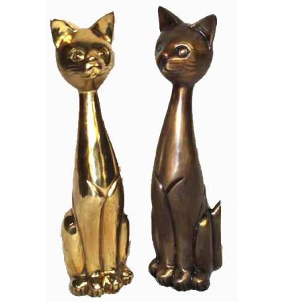 Statue couple de chats en bronze H. 30cm, vente au meilleur prix