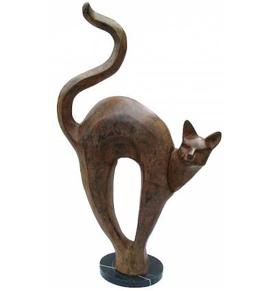 Bronze animalier : chat en bronze BRZ1216 ( H .84 x L .46 Cm ) Poids : 11 Kg 