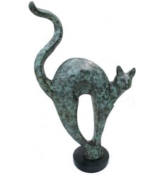 Bronze animalier : chat en bronze BRZ1216V  ( H .84 x L .46 Cm )  Poids : 11 Kg 