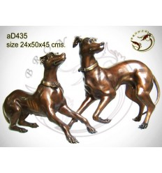 chien en bronze ad435-100 ( H .45 x L .50 Cm )