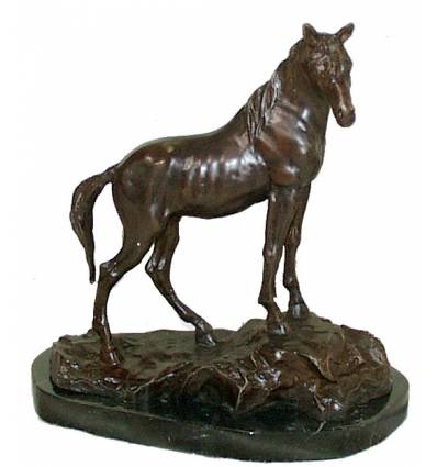 Bronze animalier : cheval en bronze BRZ0886-SM ( H .25 x L .20 Cm ) Poids : 2 Kg 
