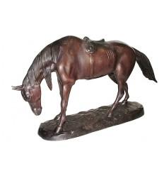 Bronze animalier : cheval en bronze BRZ1376  ( H .30 x L .61 Cm )  Poids : 9 Kg 