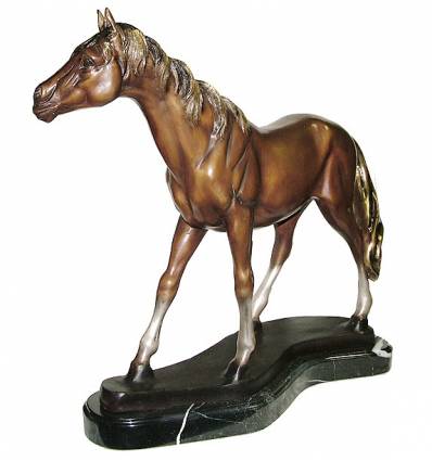 Bronze animalier : cheval en bronze BRZ1377SM ( H .53 x L .8 Cm ) Poids : 17 Kg 