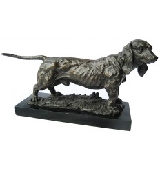 chien en bronze BRZ1191 / SM387 (H. 25 x L. 46 Cm) Poids : 9 Kg 