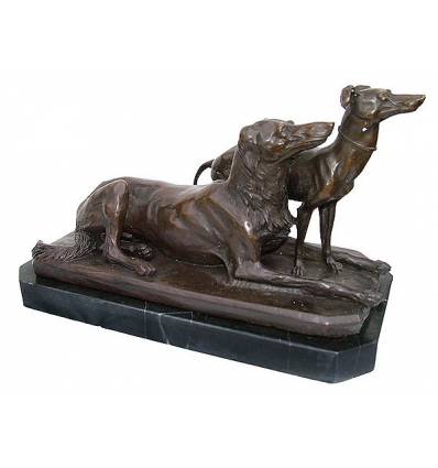 Bronze animalier : chien en bronze BRZ1319/SM380  ( H .20 x L .35 Cm )