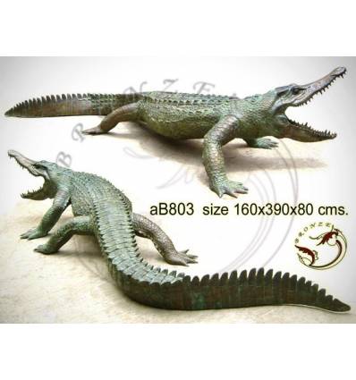 Bronze animalier : crocodile en bronze ab803-100 ( H .80 x L .390 Cm )