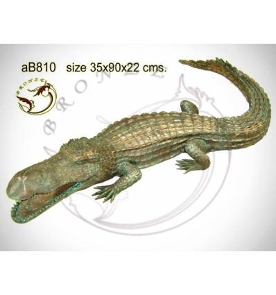 Bronze animalier : crocodile en bronze ab810-100 ( H .22 x L .90 Cm )