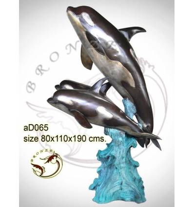 Bronze animalier : dauphin en bronze ad065-100 ( H .190 x L .110 Cm )