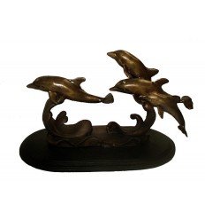 Bronze animalier : dauphin en bronze BRZ0373 ( H .20 x L .35 Cm ) Poids : 4 Kg 