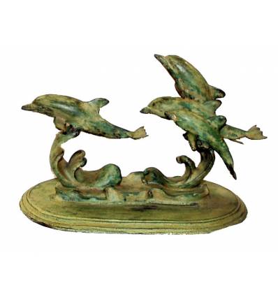 Bronze animalier : dauphin en bronze BRZ0373V ( H .20 x L .35 Cm ) Poids : 4 Kg 