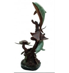 Bronze animalier : dauphin en bronze BRZ1221 ( H .94 x L .38 Cm ) Poids : 21 Kg 