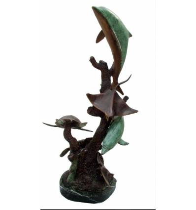 Bronze animalier : dauphin en bronze BRZ1221 ( H .94 x L .38 Cm ) Poids : 21 Kg 