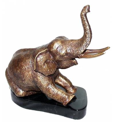 Bronze animalier : éléphant en bronze BRZ0585-SM ( H .20 x L .17 Cm ) Poids : 2 Kg 