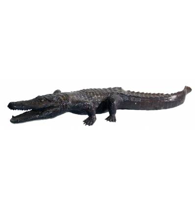 Bronze animalier :Crocodile en bronze BRZ126 ( H .15 x L :110 Cm ) Poids : 9 Kg 