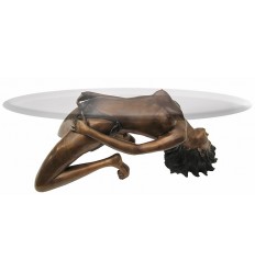 Table basse de salon en bronze BRZ0472  ( H .43 x L .101 Cm )  Poids : 40 Kg 