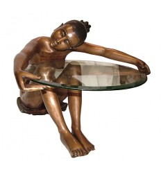 Table basse de salon en bronze BRZ1393 ( H .63 x L .73 Cm ) Poids : 30 Kg 