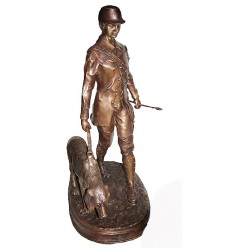 Sculpture en bronze - chasseur BRZ1380-32 ( H .81 x L .51 Cm ) Poids : 21 Kg 