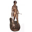 Sculpture en bronze - chasseur BRZ1380-32 ( H .81 x L .51 Cm ) Poids : 21 Kg 