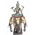 Sculpture divinité asiatique en bronze BRZ0445 ( H .40 x L .33 Cm ) Poids : 6 Kg 