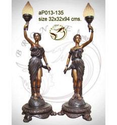( H .94 x L :32 Cm ) Lampe en bronze ap013-135