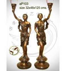 ( H .125 x L :48 Cm ) Lampe en bronze ap103-100