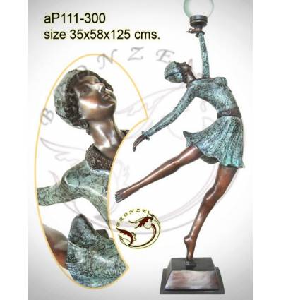 ( H .125 x L :58 Cm ) Lampe en bronze ap111-300