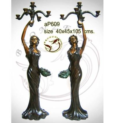 ( H .106 x L :45 Cm ) Lampe en bronze ap609-100