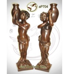 ( H .50 x L :12 Cm ) Lampe en bronze ap704-100