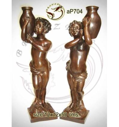 ( H .50 x L :12 Cm ) Lampe en bronze ap704-100