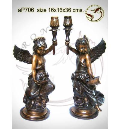 ( H .38 x L :20 Cm ) Lampe en bronze ap706-100