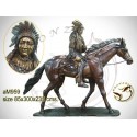 Sculpture de cavalier cowboy en bronze AM959 ( H .235 x L :300 Cm ) Poids : Kg 