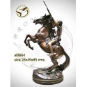 Sculpture de cavalier cowboy en bronze AM964 ( H .85 x L :45 Cm ) Poids : Kg 