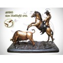 Sculpture de cavalier cowboy en bronze AM965 ( H .52 x L :65 Cm ) Poids : Kg 
