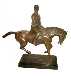 Sculpture de cavalier en bronze BRZ1078/SM003 ( H .51 x L :58 Cm ) Poids : 17 Kg 