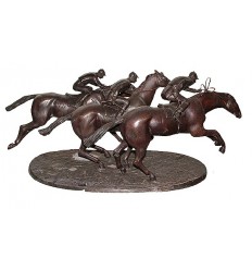 Sculpture de cavalier en bronze BRZ1375 ( H .38 x L :96 Cm ) Poids : 34 Kg 