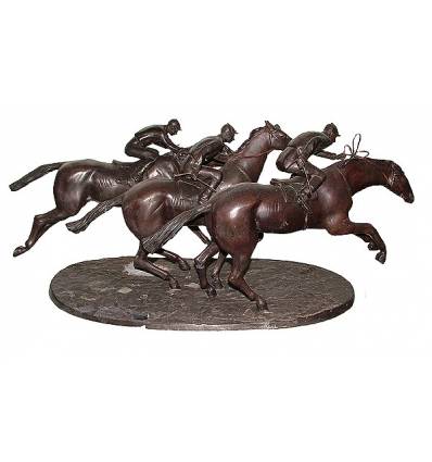 Sculpture de cavalier en bronze BRZ1375 ( H .38 x L :96 Cm ) Poids : 34 Kg 