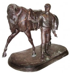 Sculpture de cavalier en bronze BRZ1399  ( H .66 x L :104 Cm )  Poids : 70 Kg 