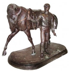 Sculpture de cavalier en bronze BRZ1399 ( H .66 x L :104 Cm ) Poids : 70 Kg 