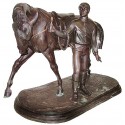 Sculpture de cavalier en bronze BRZ1399 ( H .66 x L :104 Cm ) Poids : 70 Kg 