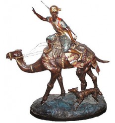 Sculpture de cavaliers arabe en bronze BRZ0138-28 ( H .70 x L :66 Cm ) Poids : 19 Kg 