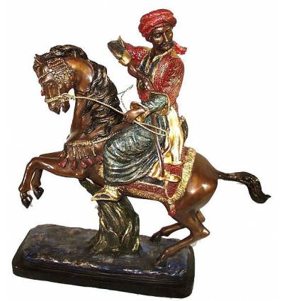 Sculpture de cavaliers arabe en bronze BRZ0146 ( H .58 x L :55 Cm ) Poids : 15 Kg 