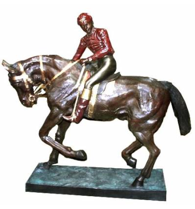 Sculpture de cavalier en bronze BRZ0062-24 ( H .60 x L :56 Cm ) Poids : 10 Kg 